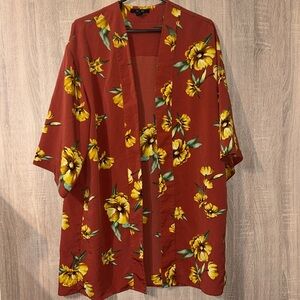 Forever 21 burnt orange floral kimono size Medium